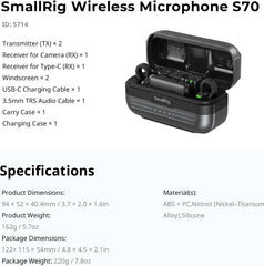 SMALLRIG Microfone sem fio S70-A