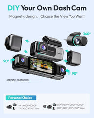 BOTSLAB 3K 4 Channel Dash Cam, 360° All-Around View