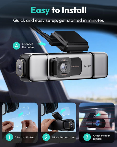 BOTSLAB 3K 4 Channel Dash Cam, 360° All-Around View