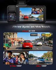 REDTIGER F17 2026 Edition 4K 3 Channel Dash Cam for Car