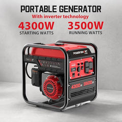 PowerSmart 4300 Watt Portable Generator with Inverter Technology, 223cc 4-Stroke Gas Powered Engine, Gas Generator for Home Use, Camping, Emergency