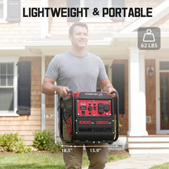 PowerSmart 4300 Watt Portable Generator with Inverter Technology, 223cc 4-Stroke Gas Powered Engine, Gas Generator for Home Use, Camping, Emergency