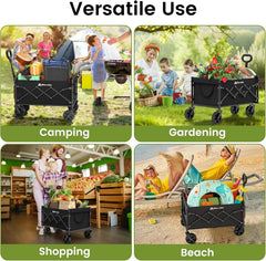 Collapsible Wagon with Wheels, 220 lbs