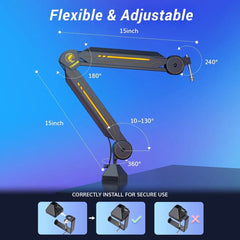 Adjustable Microphone Arm with RGB Light