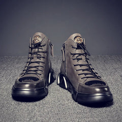 High-top Men's Shoes Leather  Ankle Boots Autumn and Winter