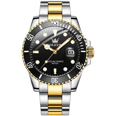 Men Quartz Watch Green Waterproof Watch for Men Stainless Steel.