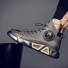 High-top Men's Shoes Leather  Ankle Boots Autumn and Winter