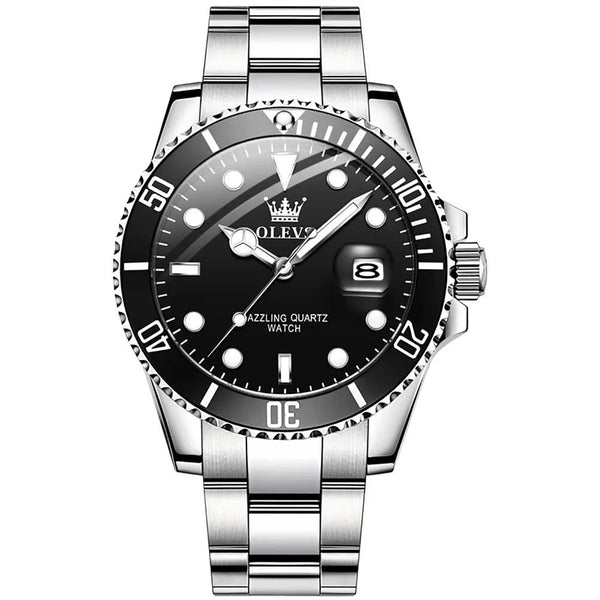 Men Quartz Watch Green Waterproof Watch for Men Stainless Steel.
