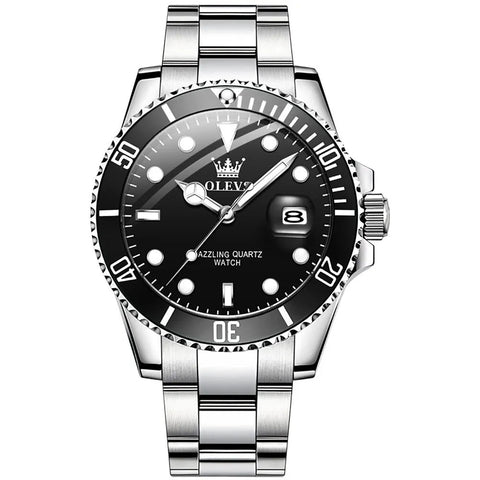 Men Quartz Watch Green Waterproof Watch for Men Stainless Steel.