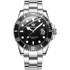 Men Quartz Watch Green Waterproof Watch for Men Stainless Steel.