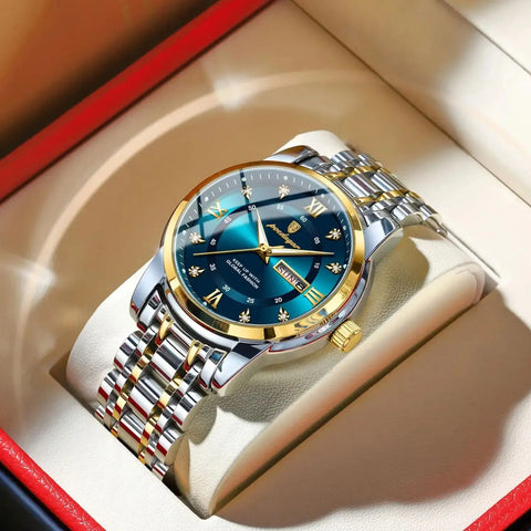 Watch for Man Elegant Date Week Waterproof Luminous Men Watch Quartz Stainless