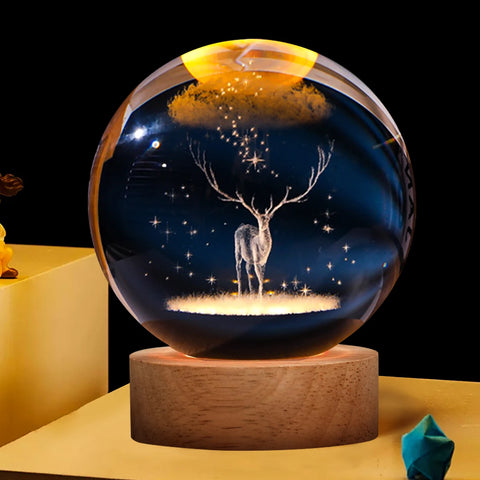 Creative 3D Deer LED Crystal ball USB interface
