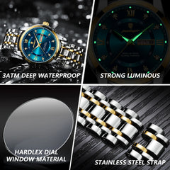 Watch for Man Elegant Date Week Waterproof Luminous Men Watch Quartz Stainless