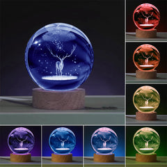 Creative 3D Deer LED Crystal ball USB interface