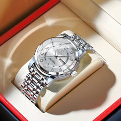 Watch for Man Elegant Date Week Waterproof Luminous Men Watch Quartz Stainless