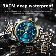 Watch for Man Elegant Date Week Waterproof Luminous Men Watch Quartz Stainless