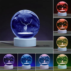 Creative 3D Deer LED Crystal ball USB interface