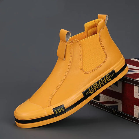 Men Fashion Yellow High Top Shoes