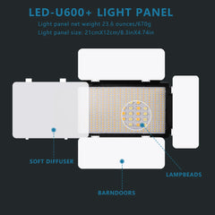 Nagnahz U800+ LED Video Light Photo Studio Lamp Bi-Color