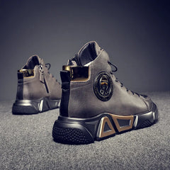 High-top Men's Shoes Leather  Ankle Boots Autumn and Winter