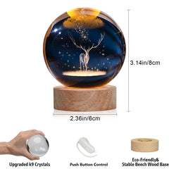 Creative 3D Deer LED Crystal ball USB interface