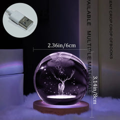 Creative 3D Deer LED Crystal ball USB interface