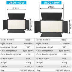 Nagnahz U800+ LED Video Light Photo Studio Lamp Bi-Color