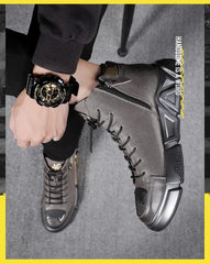 High-top Men's Shoes Leather  Ankle Boots Autumn and Winter