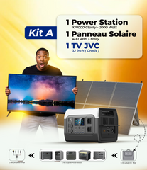 Complete Kit, Power station + paneau solaire 400w + Jvc Smart TV