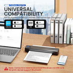Portable inkless thermal printer