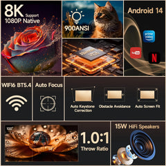 Magcubic Auto Focus Android 14 4K Projector
