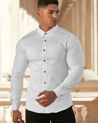 Long Sleeve Shirt Men Super Slim Fit Male Casual Social
