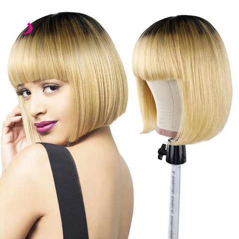 Human Hair Wigs 1B/Blond For Women
