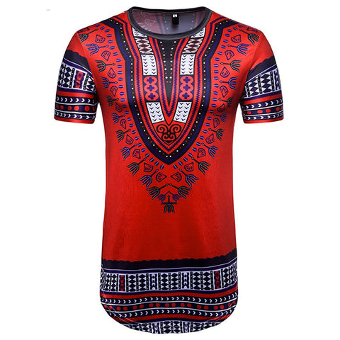 Mens Hipster African Dashiki Print Longline