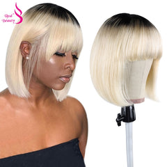 Human Hair Wigs 1B/Blond For Women