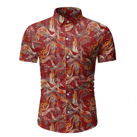 New Men's Short Sleeve Printed Shirts Male