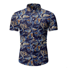 New Men's Short Sleeve Printed Shirts Male
