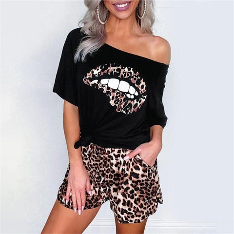 Tracksuit for Women Summer Clothing Lips Short