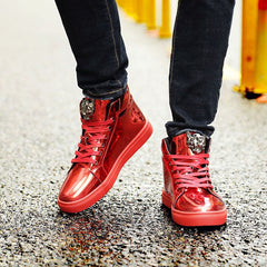 Mens Sneakers Big Size Shiny Metal