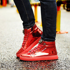 Mens Sneakers Big Size Shiny Metal