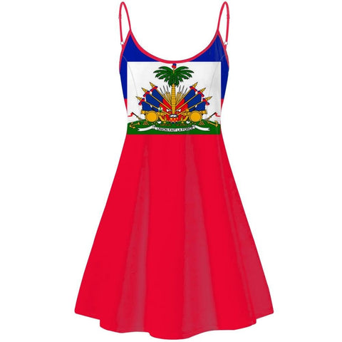 Haiti Flag Print Women Beach One Piece