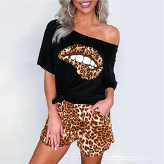 Tracksuit for Women Summer Clothing Lips Short