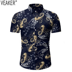 New Men's Short Sleeve Printed Shirts Male