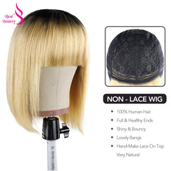 Human Hair Wigs 1B/Blond For Women