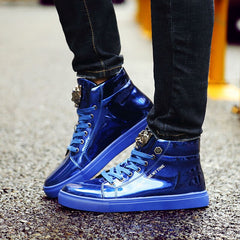 Mens Sneakers Big Size Shiny Metal
