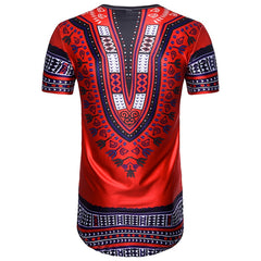 Mens Hipster African Dashiki Print Longline