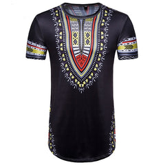 Mens Hipster African Dashiki Print Longline