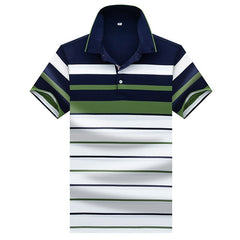 Men Classic Striped Polo Shirt Cotton