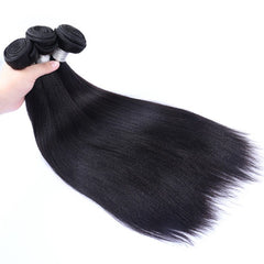 Human Hair Brazilian Hair Weave Bundles With Closure