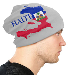 Haiti Map Flag Bonnet Femme Hip Hop Knitted Hat For Men Women
